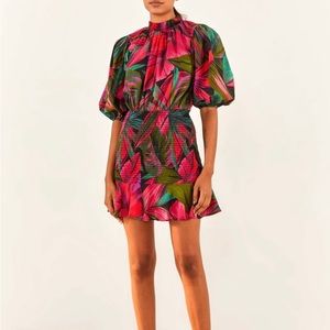 NWT FARM Rio- Midnight Leaves Mini Dress